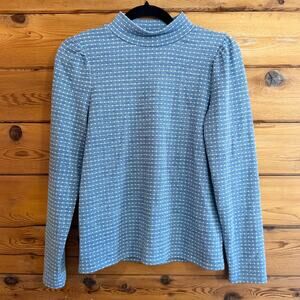 Madewell Jacquard Puff Sleeve Mock Neck Top Size Small
